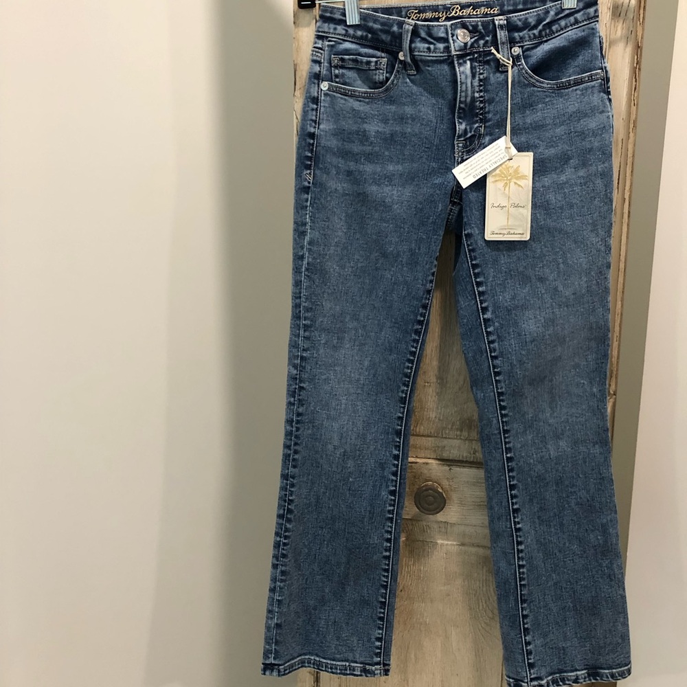 NWT! Tommy Bahama Indigo Mid Rise Crop Mini Bootcut Jeans